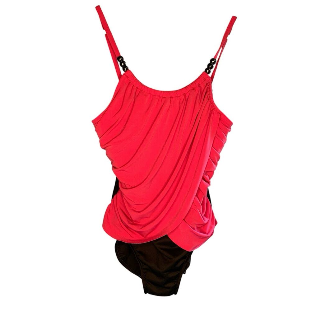 Magic Suit Miraclesuit Underwire Black/Pink Sz 10 Drape Style-Lisa Retail $154